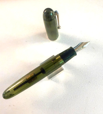 New transparent green Jinhao Fountain Cigar Pen FINE gold nib. Converter  BEAUTY