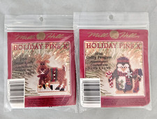Set of 2 Mill Hill Holiday Pins X H95 Jingle Rudy & H94 Chilly Penguin Beaded