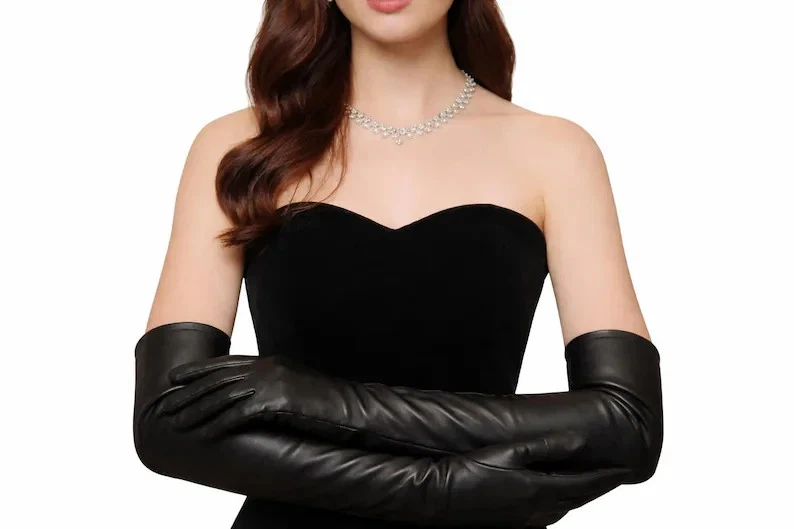 Women Long Black Genuine Leather Opera Gloves Elbow Length Evening Bridal
Opens in a new window or t