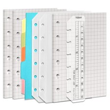 A7 Binder Notebook Refills 270 Pages Graph Paper 2 Pockets 5 Dividers
