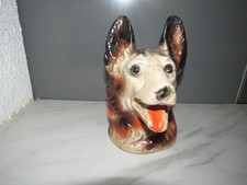 Ancienne tirelire à casser en plâtre forme chien berger Allemand 