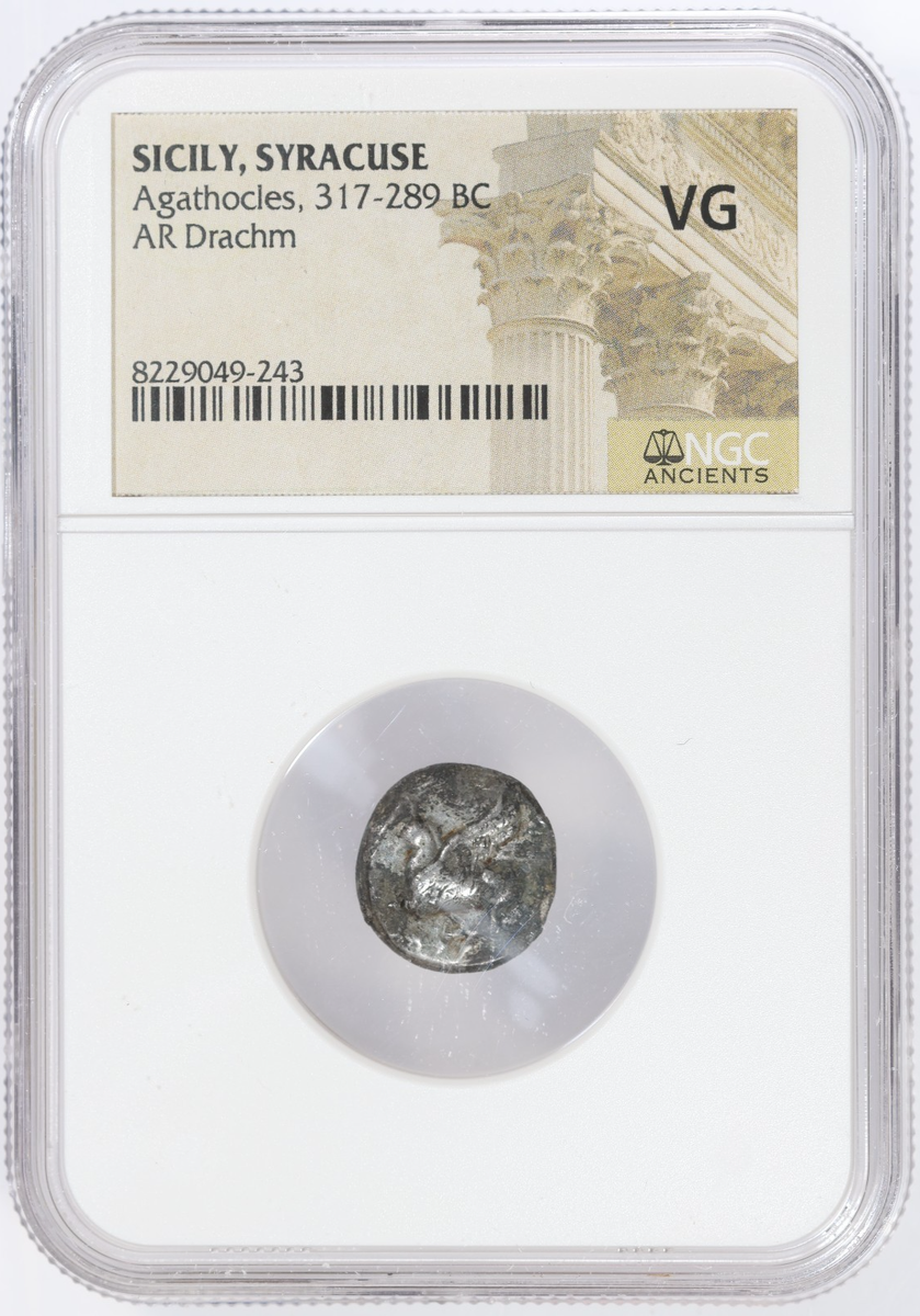 Agothocles AR Drachm Sicily Syracuse Ancient Greek Silver Coin 317