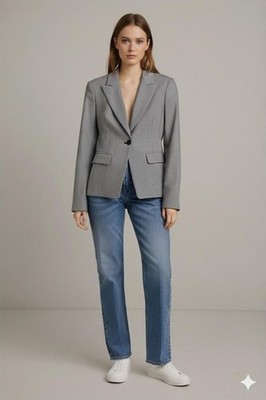 Emporio Armani Women's Grey Wool Blend Blazer Size 38 Made in Italy