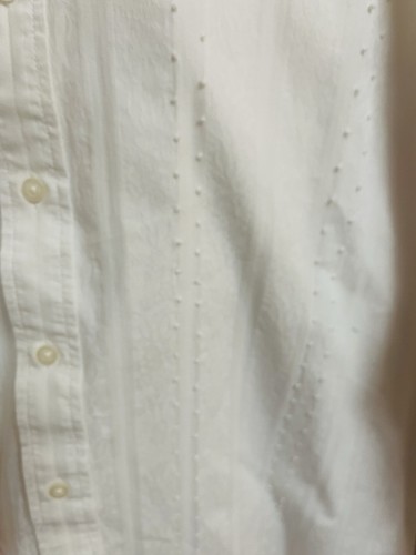 Synergy Men’s 2XL White Textured Stripes French Knots Design Long Sleeve Shirt - Picture 3 of 6