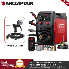 Arccaptain Mig205dp Double Pulse Mig Welder 8-in-1 Aluminum Welding W Spool Gun