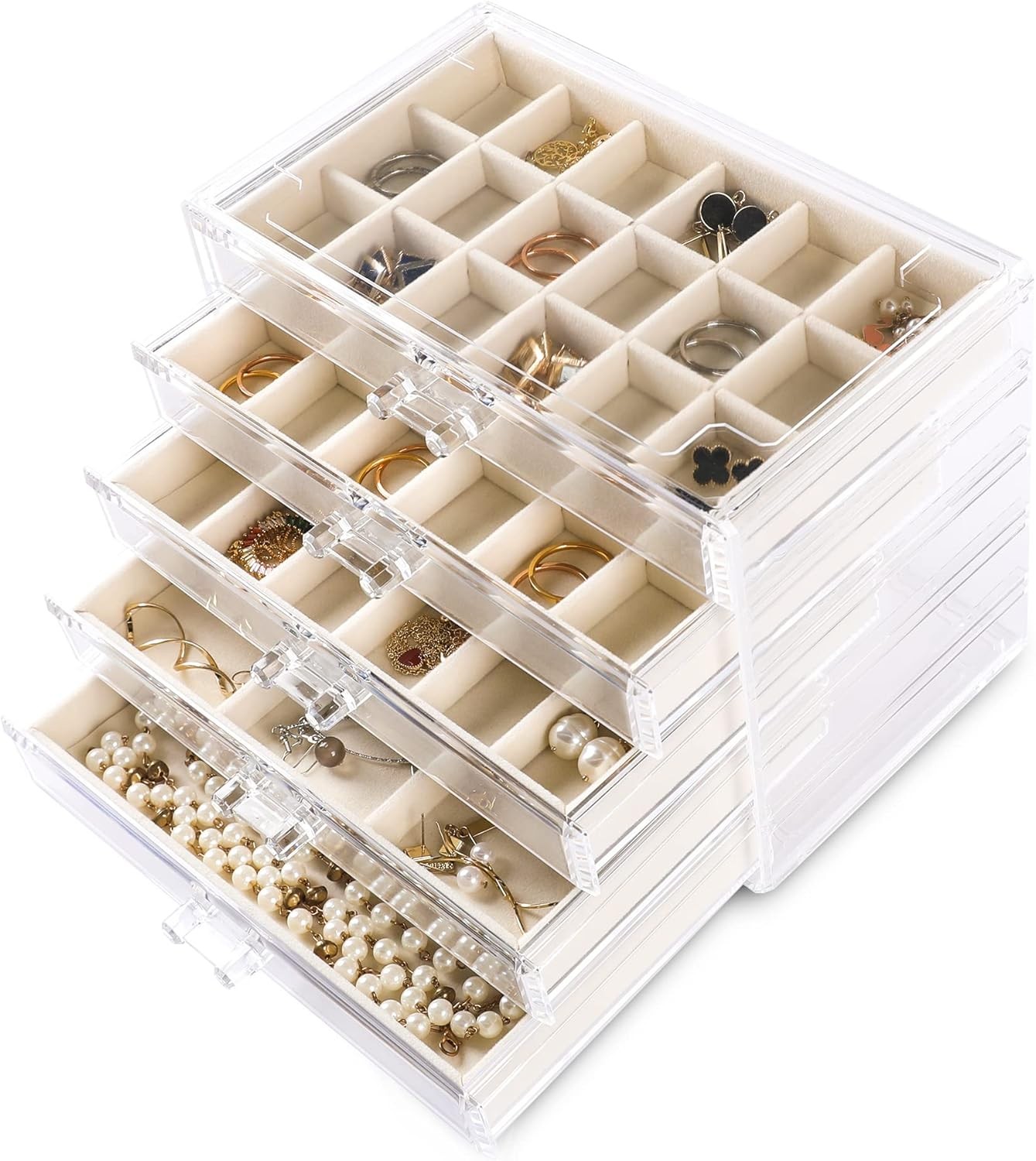 Jewelry Organizer Earring Organizer Box with 5 Drawers Earring Holder Organizer-image