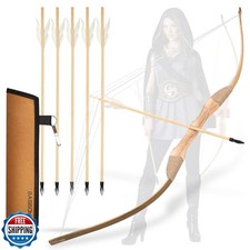Youth Archery Bow and Arrow Set for Kids, 40" Handmade Wooden Bow and Arrow P