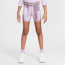 Nike Pro HF8863-515 Szorty Dziewczęce Duże hortensje Blok kolorów Elastyczna talia JAX15