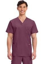 Scrub Cherokee Workwear Revolution Men V Neck Top WW670 WIN Wine Free Ship