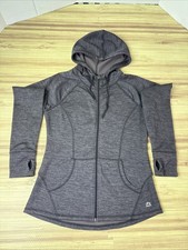 Reebok Hoodie Women s M Gray Zip Up Athletic Gym Wear Thumb Holes Jacket
