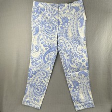 Talbots Paisley Print Relaxed Pants Size 8 Preppy Casual Stretch Women s NWT