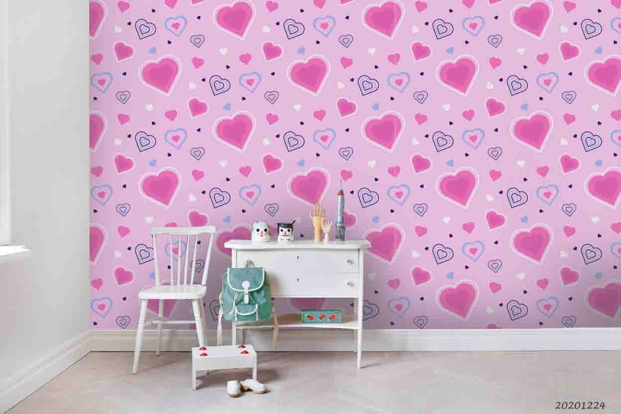 3D Cartoon Heart Shape Pattern Wall Murals Wallpaper Murals Wall Sticker 4