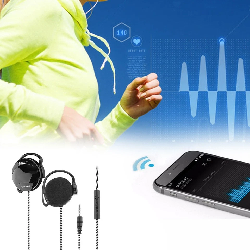 ｀Sport-Ohrbügel Gepolstert Stereo Over-The-Ear-Kopfhörer Headset Mit Gefloch - Bild 2 von 4