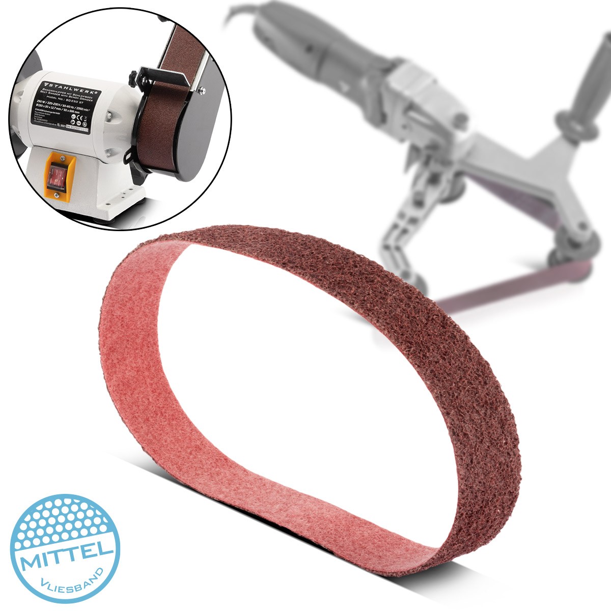 STAHLWERK sanding fleece medium 40 x 760 mm sanding belt non-woven belt polishin