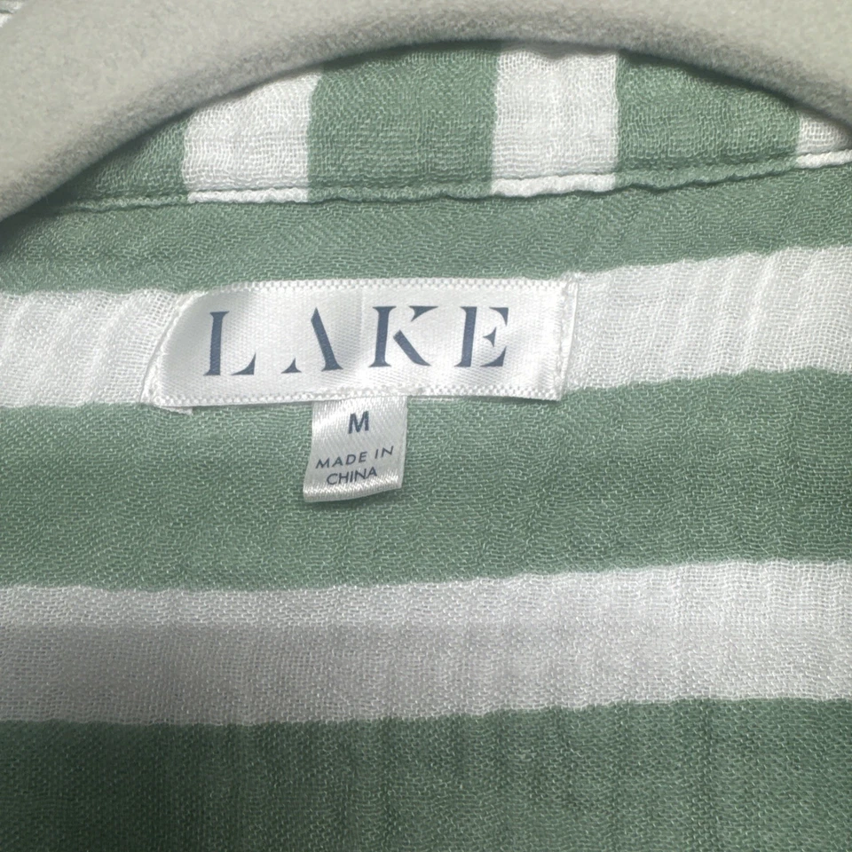 Lake пижамы зеленый белый в полоску хлопок модальный на пуговицах шорты комплект средний - Изображение 3 из 4