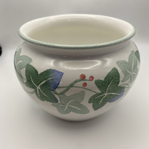 Handbemalte Keramik Efeu Blatt Schale grün rot Blumen Ranken Design Vintage Stil - Bild 6 von 11