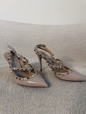 Valentino Garavani Powder Patent Rockstud Ankle Strap Caged Pumps EU 38.5