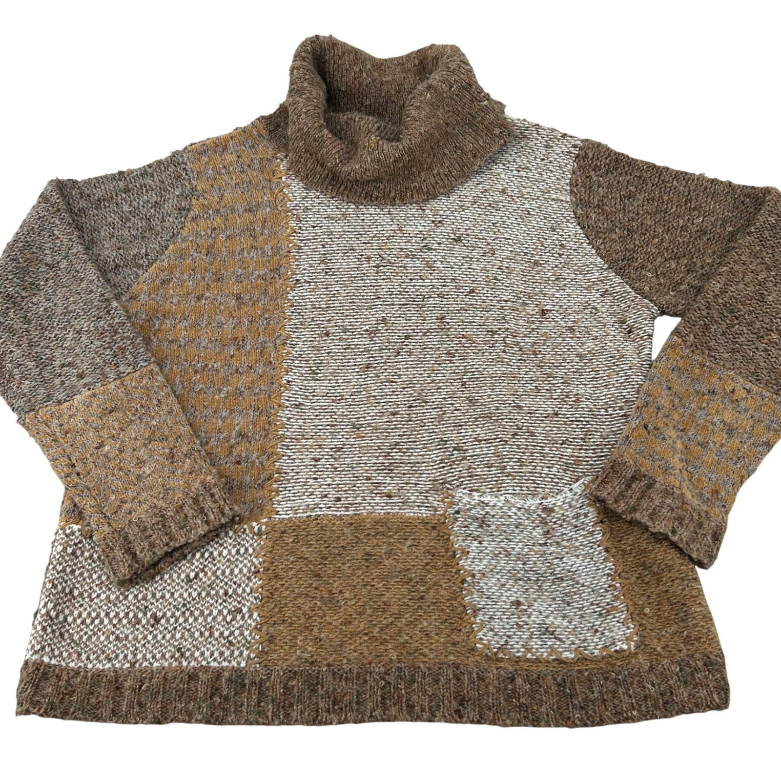 Coldwater Creek Patchwork Turtleneck Sweater Wms … - image 1