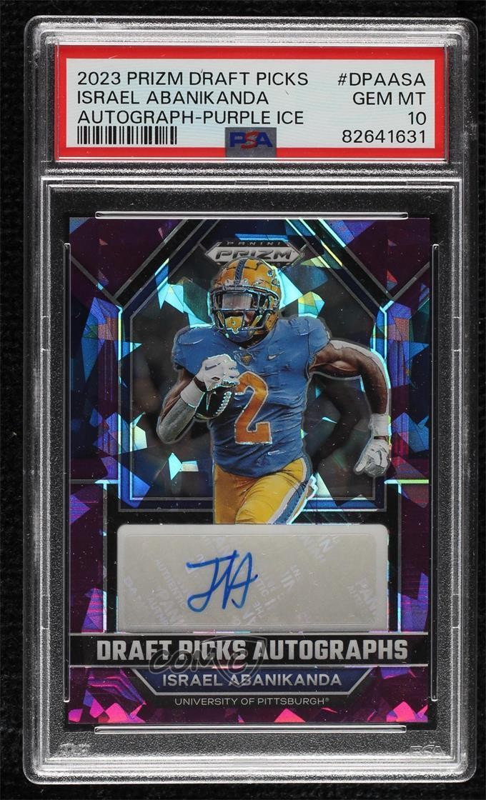 Israel Abanikanda Panini Prizm Draft Picks Draft Picks Autographs #DPAASA Purple Ice
