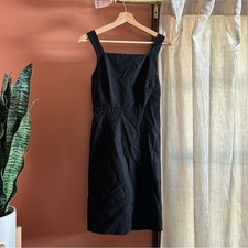 Theory Sleeveless Stretch Wool Sheath Little Black Dress Mini Classic Size 2