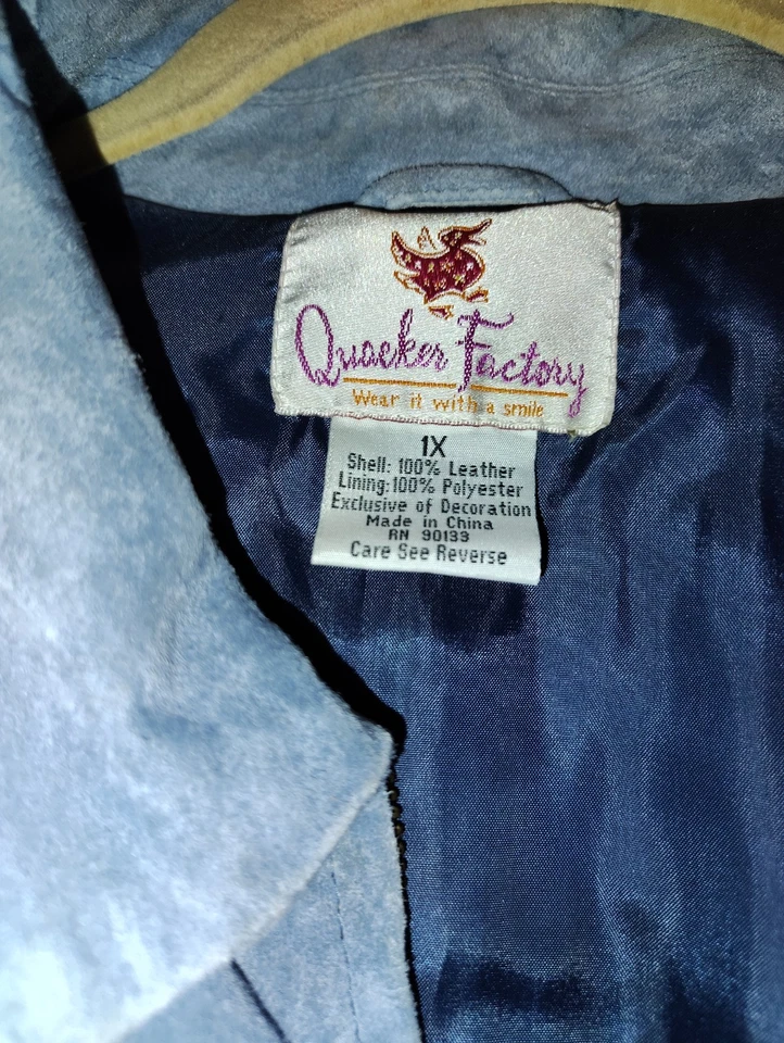 Quacker Factors Jacket Women's Sunflowers Blue Suede Embellished - Size 1X - Image 2 of 4