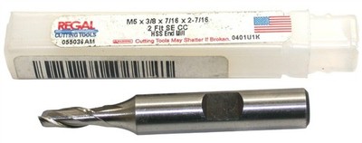 Regal 055036AM M5 Diameter 3/8 inch Shank 2 Flute Single End HSS End Mill