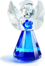 HDCRYSTALGIFTS Blue Crystal Angel Figurine,Glass Guardian Angel Statue Gifts for