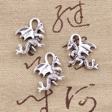15pcs Dragon Charms Antique Bronze Silver Pendant Diy Jewelry Making Craft New