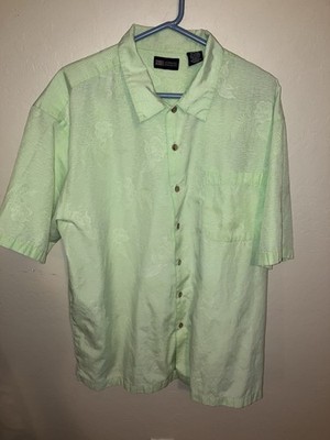 Faded Glory Men s Short Sleeve Button Light Green/White Flowery Xl Excellent Con
