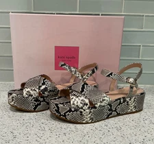 Kate Spade Snakeskin Print Bunton Essential Flatform Sandals size 7 Ankle Strap