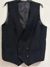 Mens Black Double Breasted Formal Tuxedo Vest Waistcoat