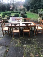 Solid Wood Tiled Table & 6 Chairs