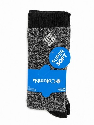 Columbia Super Soft Crew Socks 2 Pairs Black Gray Marl Size M