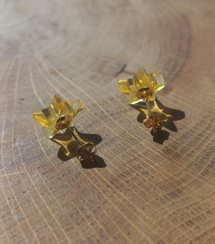 Genuine BALTIC AMBER Gold Plated 18k Earrings Stars 0.9g - Picture 4 of 4