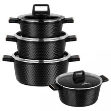 8-teilig Kochtopfset Induktion 20/24/28/32cm Kochgeschirr Topfset mit Glasdeckel