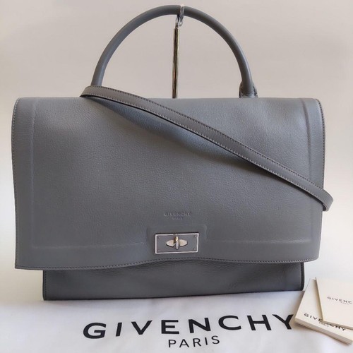 Givenchy Shark Medium Leather Handbag 2way Gray Authentic Excellent Condition