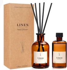 Reed Diffuser Set, 8.12 fl.oz Linen Scented Oil Diffuser, Home Fragrance Reed Di