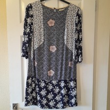 Midi Dress Navy Blue/White Stuff Size 10. Excellent Condition.( 35inch in length
