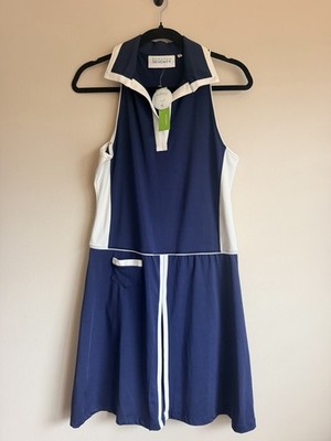 New Scratch Seventy Nancy Dress Navy Blue & White M Medium Golf NWT $105