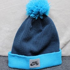 Nike SB Hat Cap Youth Blue Knit Cuff Beanie Skate Ski Snow Winter Skateboarding