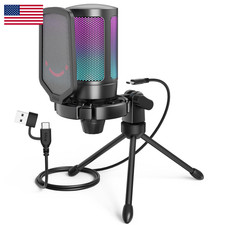 Fifine Gaming Usb Microphone For Pc Ps5 Condenser Mic Quick Mute Rgb Indicator