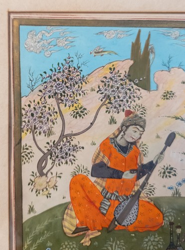 Antique 20th C. Middle Eastern Persian Safavid Style Gouache Painting on Paper - Picture 3 of 10