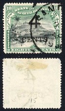 North Borneo SG116 4c on 18c Perf 14.5-15 Fine used Cat 14 pounds