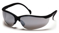 Pyramex Venture II Safety Glasses Black Frame with Silver Mirror Lens