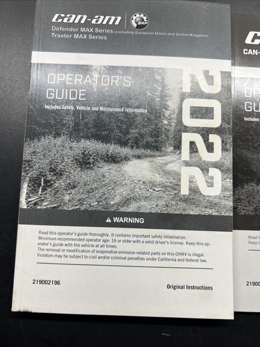 Can-Am 2022 DEFENDER MAX TRAXTER MAX Operators Owners Manual W/ Winch Book M13 - Picture 3 of 3