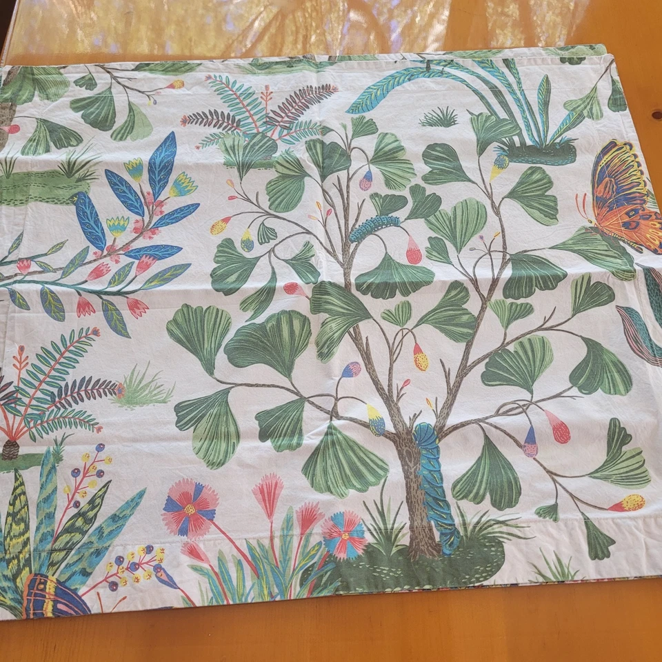 Pottery Barn Evie Floral Euro Shams 1- 27x28 2-23x27 Trees Butterlies 3 Scenes - Image 3 of 4