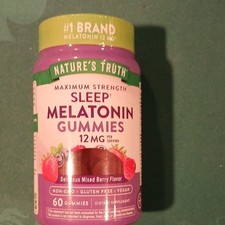Nature's Truth Sleep Melatonin 12mg Gummies Mixed Berry 60 ct Vegan Non-GMO