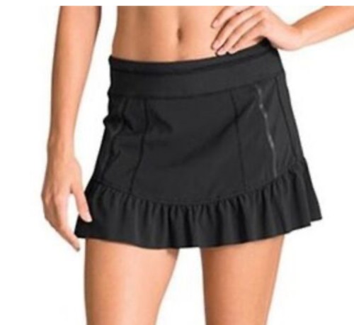 Athleta Black Active Skort Side Zip Back Pocket Built-in Liner Size 12