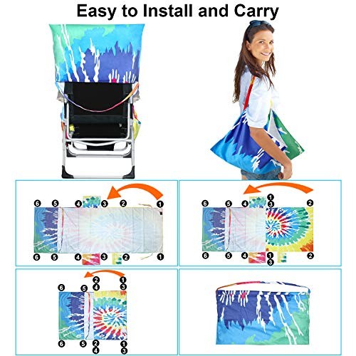 Beach Chair Towel Chaise Lounge Cover with Pockets and Clips Pool Chair Towel - Picture 6 of 8
