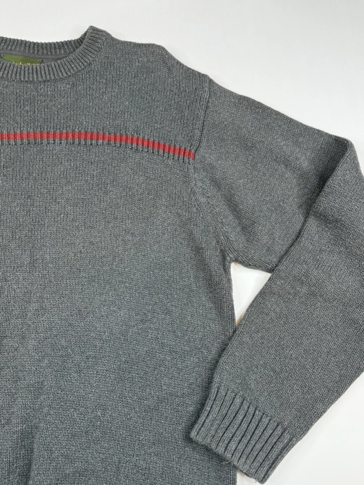 Suéter Pullover Timberland Weathergear Para Hombre Grande Gris Rojo Rayas Foto 3 de 4